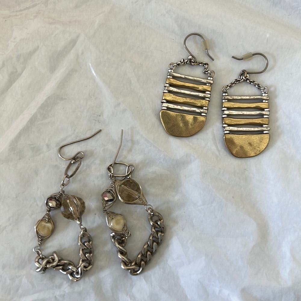 Kenneth Cole two tone silver/gold pierced drop earrings bundle